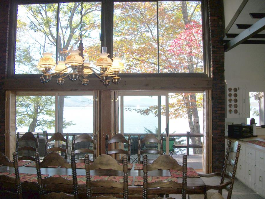 Dining looking straight out to deck